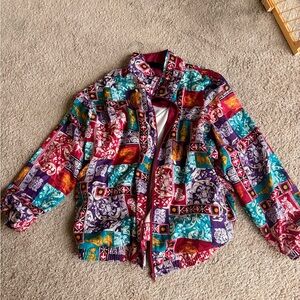 Amanda Smith Colorblock Vintage-Inspired Patchwork Bomber Jacket